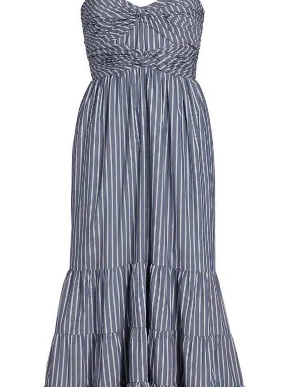 Cinq A Sept Blue And White Striped Midi Dress
